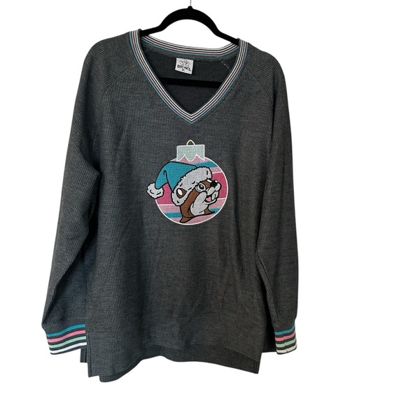 Buc-Ee’s Womens Long Sleeve V-Neck Cotton Blend Knit Christmas Sweater Sz XL GUC - Picture 1 of 9
